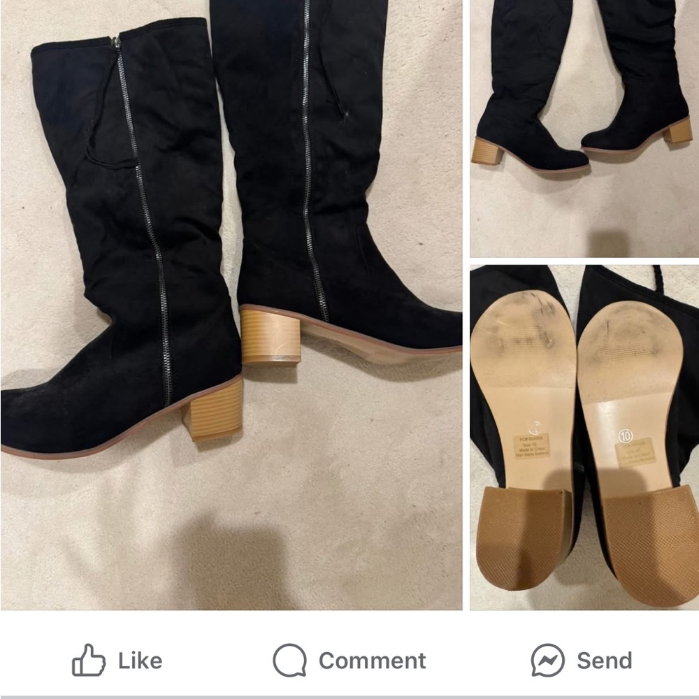 Black Suede Knee-High Boots